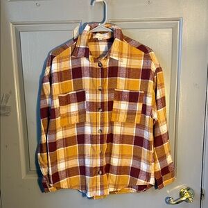Plaid Button Down Shirt - Yellow and Brown